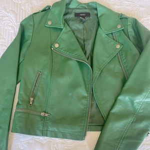 Forever 21 green leather jacket